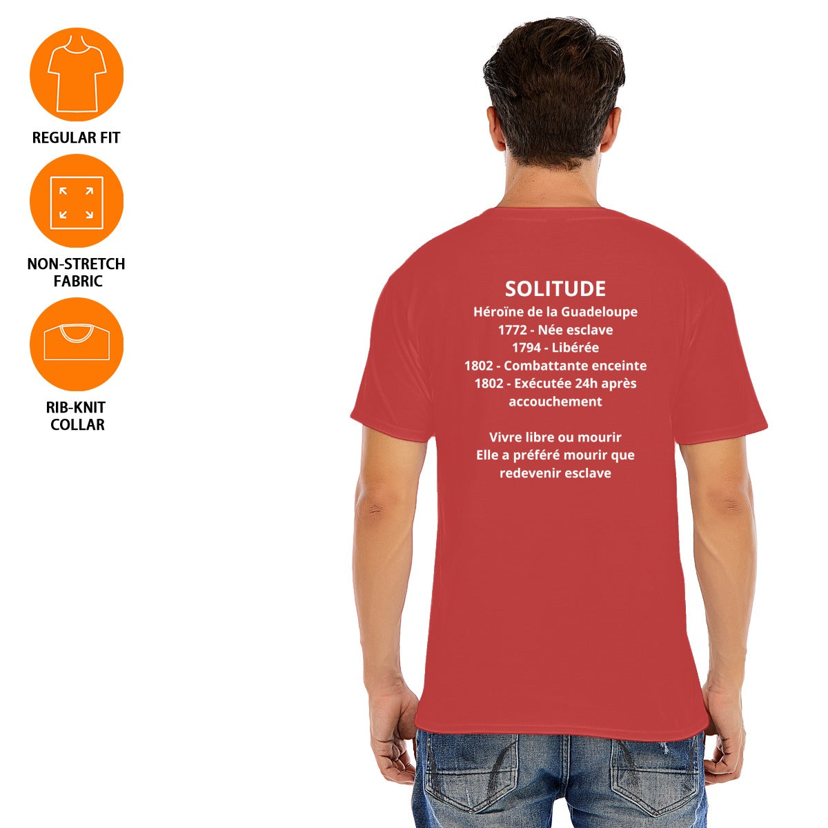 ✊🏾 T-shirt SOLITUDE Rouge- Héroïne Guadeloupe 1802