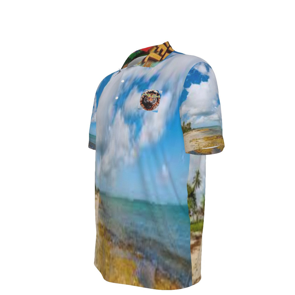 Polo homme imprimé plage tropicale – Style été bord de mer