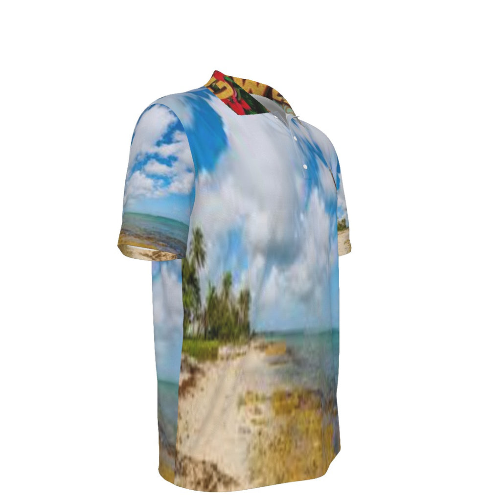 Polo homme imprimé plage tropicale – Style été bord de mer