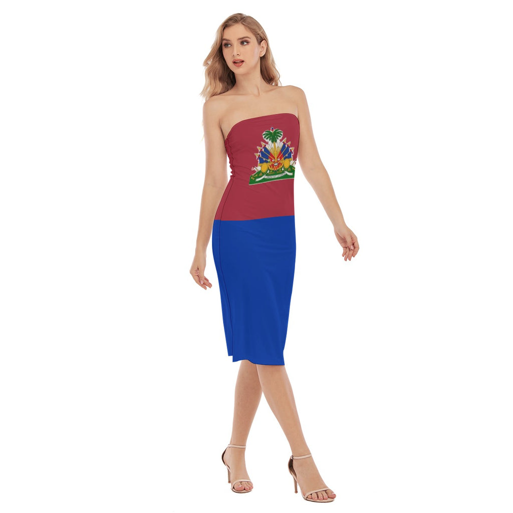 Robe Bustier Drapeau Haïti - Élégance et Fierté Haïtienne